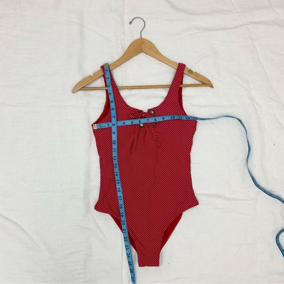 Roxy Women's Red Polka Dot Scoop-Neck Lace-Up One Piece Swimsuit - Picture 8 of 12